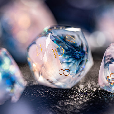 URWizards D&D Resin Twilight Tourmaline Engraved Dice Set Multi-faceted Style