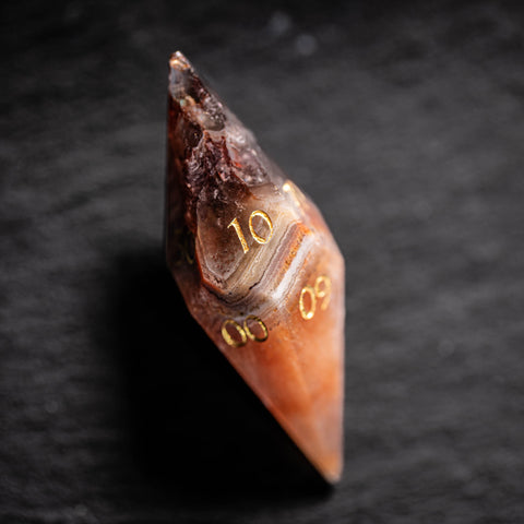Juego de dados grabados con piedras preciosas de prehnita de URWizards D&amp;D (edición limitada)