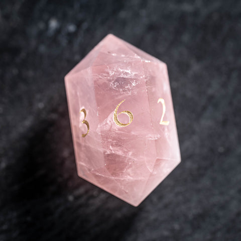 URWizards D&D Rose Quartz Stone Dice Set Crystal Shape