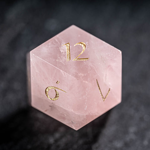 URWizards D&D Rose Quartz Stone Dice Set Crystal Shape