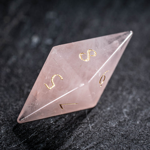 URWizards D&D Rose Quartz Stone Dice Set Crystal Shape