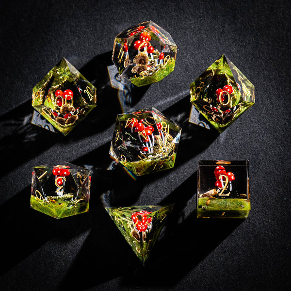 Red Mushroom Resin Dice Set