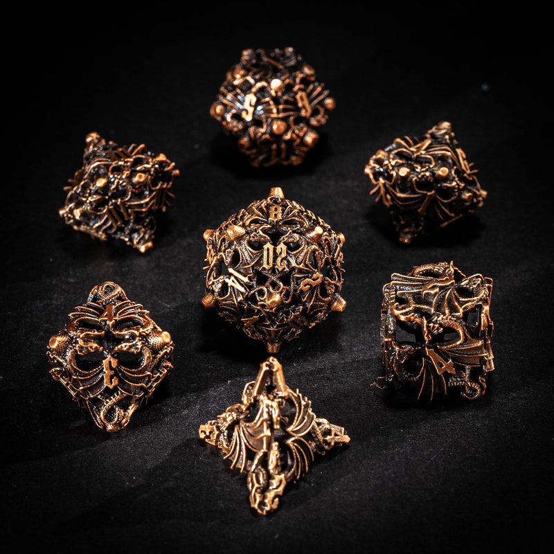 URWizards D&D Hollowed Metal Dice Set Dragon