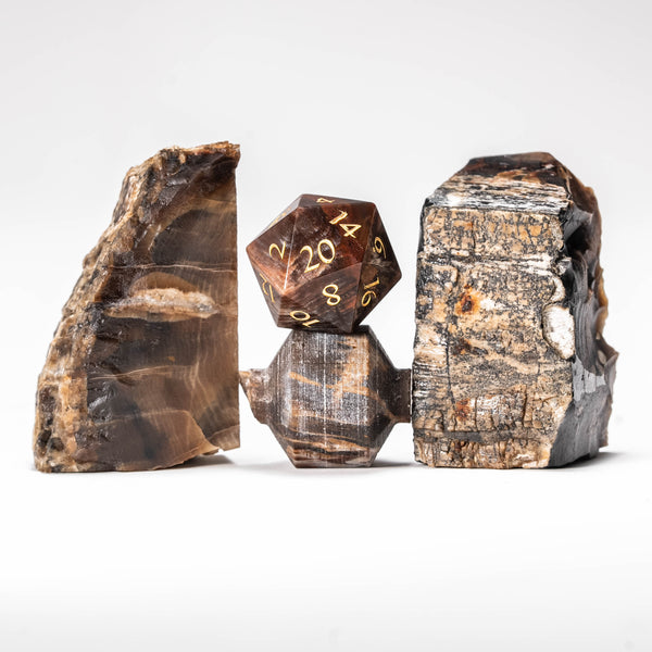 URWizards D&D Petrified Wood Gemstone Engraved Dice Set(Limited edition)