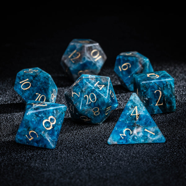 URWizards D&D Blue Apatite Gemstone Engraved Dice Set(Limited edition)