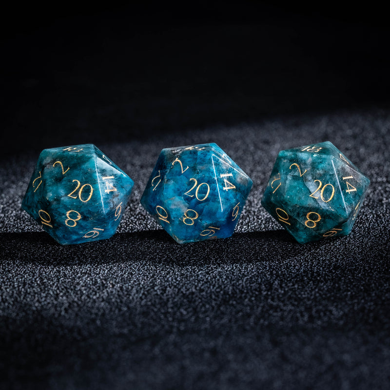 URWizards D&D Blue Apatite Gemstone Engraved Dice Set(Limited edition)