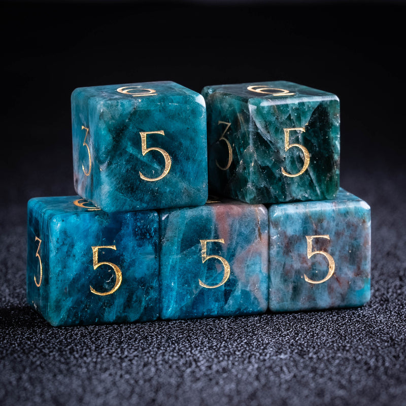 URWizards D&D Blue Apatite Gemstone Engraved Dice Set(Limited edition)