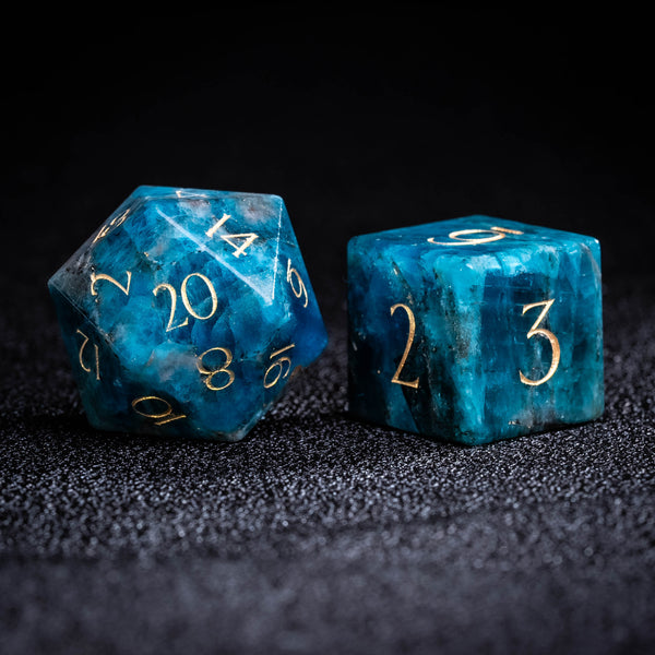 URWizards D&D Blue Apatite Gemstone Engraved Dice Set(Limited edition)