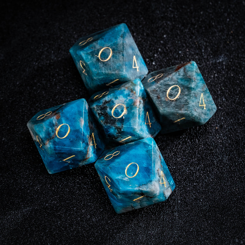 URWizards D&D Blue Apatite Gemstone Engraved Dice Set(Limited edition)