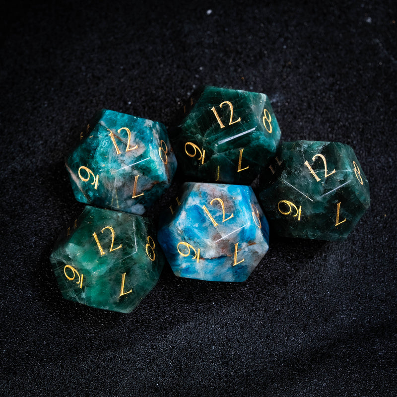 URWizards D&D Blue Apatite Gemstone Engraved Dice Set(Limited edition)