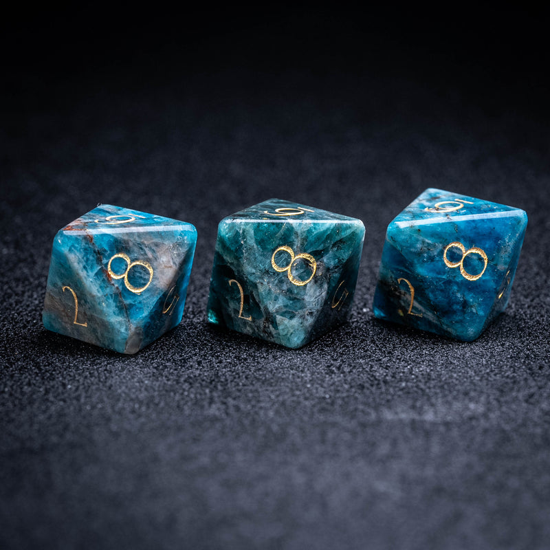 URWizards D&D Blue Apatite Gemstone Engraved Dice Set(Limited edition)