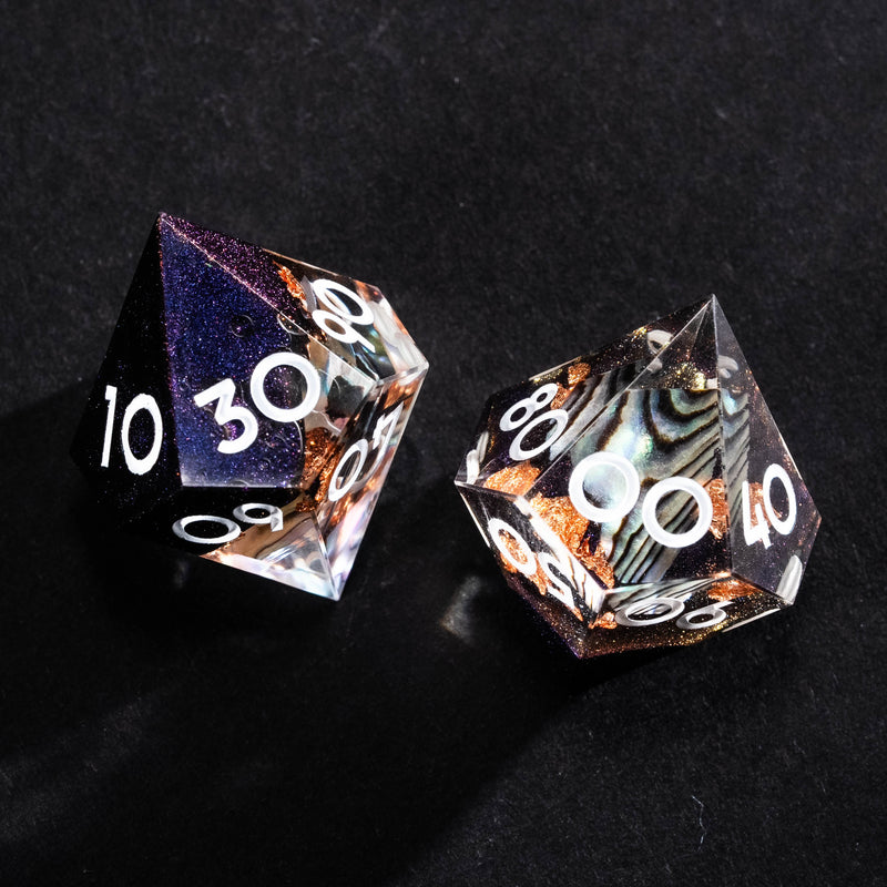 URWizards Natural Abalone Shell Piece Handmade Resin Dice Set