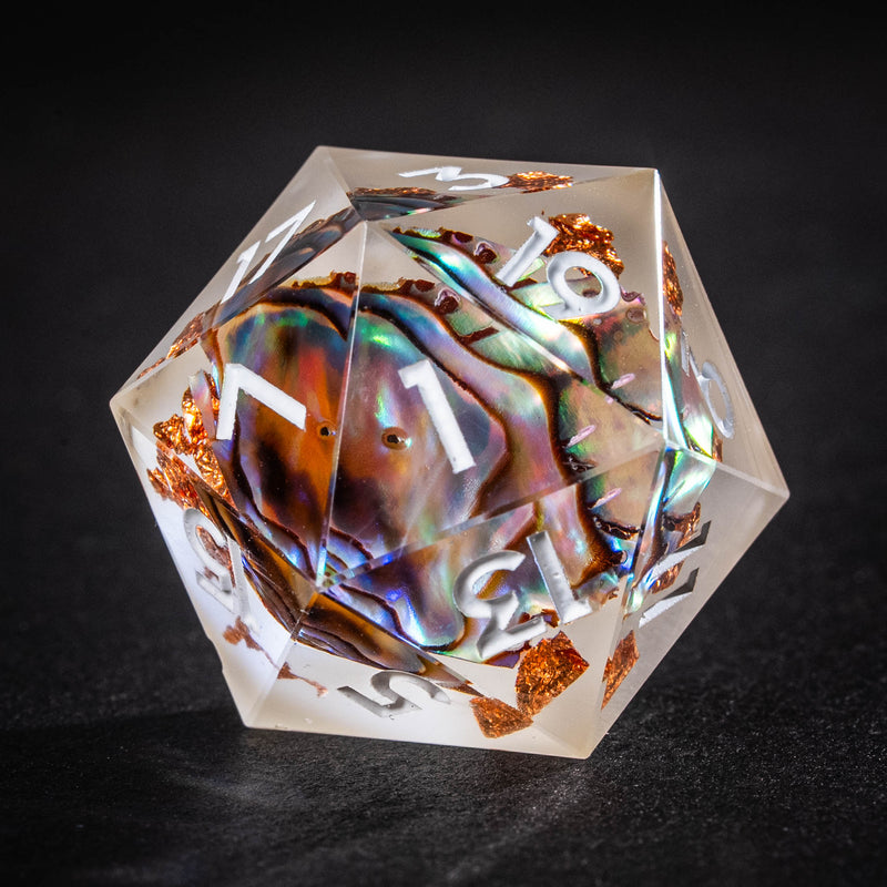 URWizards Natural Abalone Shell Piece Handmade Resin Dice Set