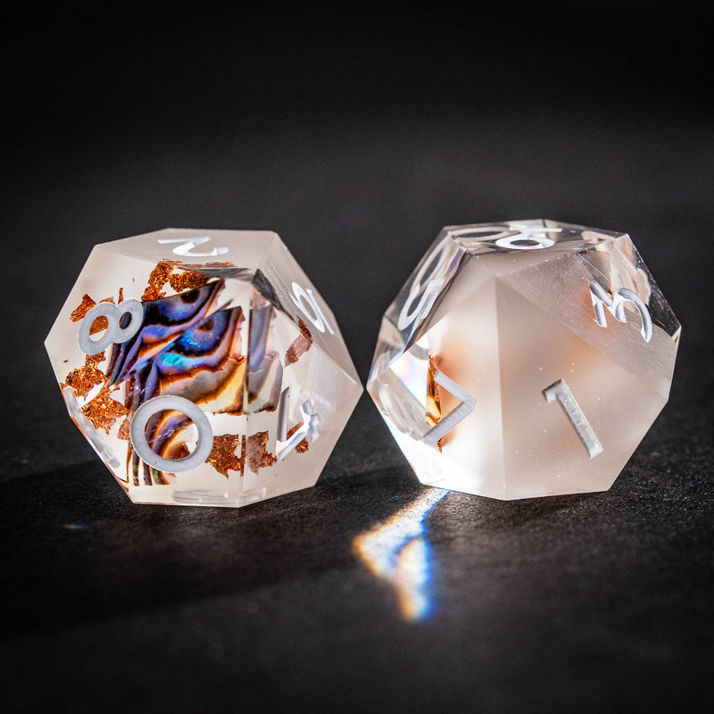 URWizards Natural Abalone Shell Piece Handmade Resin Dice Set