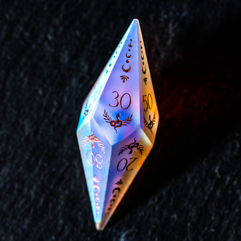 URWizards D&D Frost Prism Glass Dice Set Crystal Shape Tarot Style
