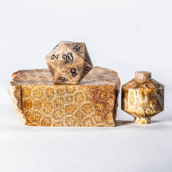 URWizards D&D Coral Fossil Gemstone Engraved Dice Set