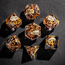 Red Wine Liquid Core Resin Dice Set