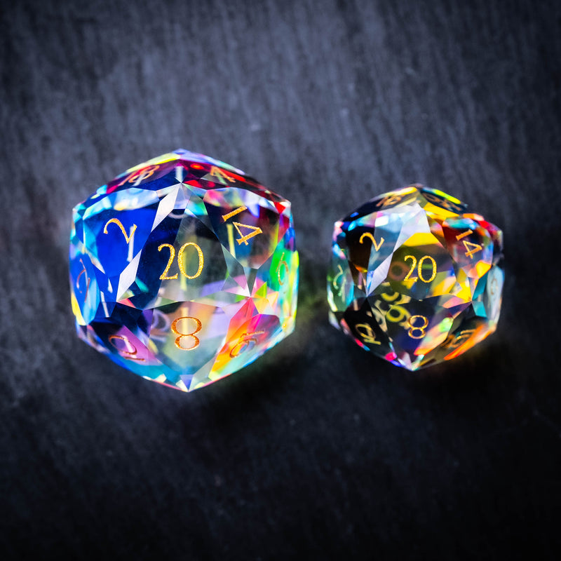 URWizards D&D Multi-faceted Prism Glass Engraved Dice Set