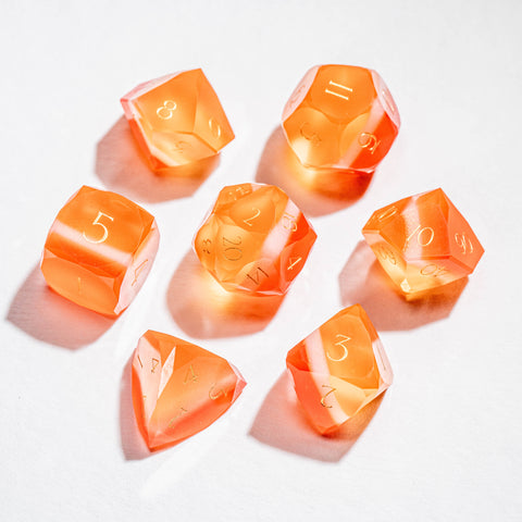 URWizards D&D Resin Orange Jelly Dice Set Multi-faceted Style