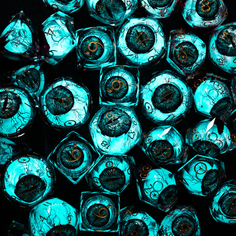 URWizards D&D Eyes(Glow in the Dark) Liquid Core Dice Set Multi-faceted Style