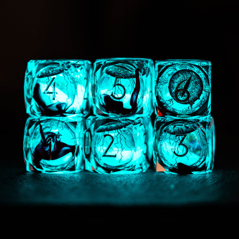 URWizards D&D Eyes(Glow in the Dark) Liquid Core Dice Set Multi-faceted Style