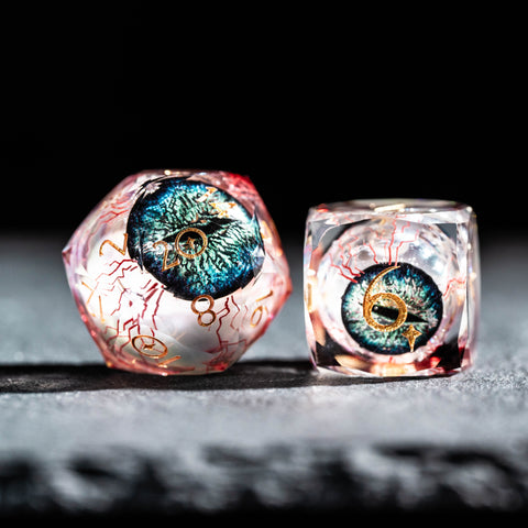URWizards D&D Eyes(Glow in the Dark) Liquid Core Dice Set Multi-faceted Style