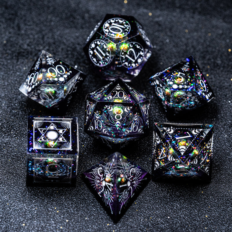 URWizards D&D The Galaxy Resin Engraved Dice Set Astrology Style - Urwizards