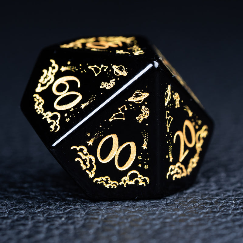 URWizards D&D Obsidian Engraved Dice Set Universe Style - Urwizards
