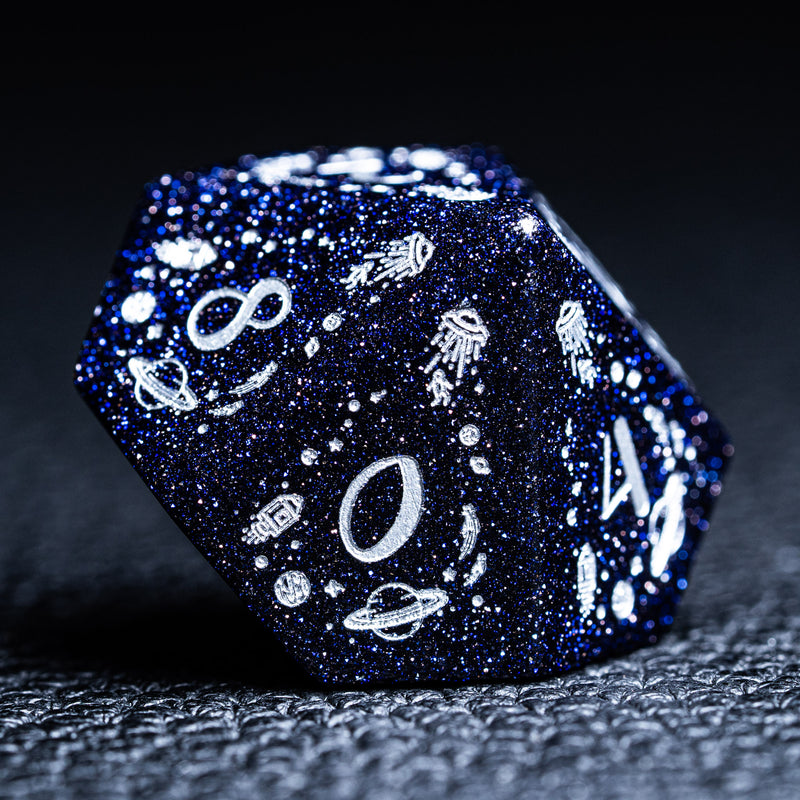URWizards D&D Blue Sandstone Engraved Dice Set Universe Style - Urwizards