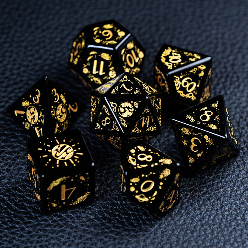 URWizards D&D Obsidian Engraved Dice Set Universe Style - Urwizards