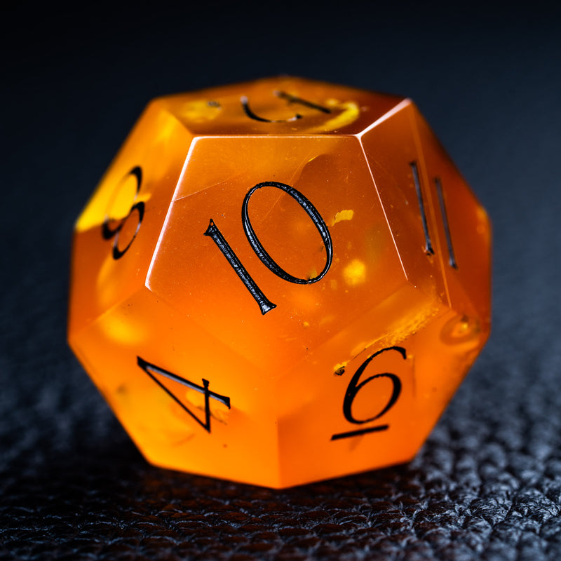 URWizards D&D Amber Resin Engraved Dice Set Dragon Style