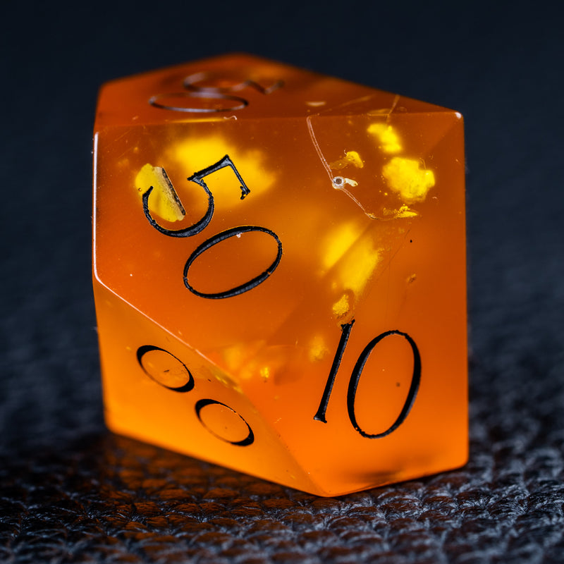 URWizards D&D Amber Resin Engraved Dice Set Dragon Style - Urwizards