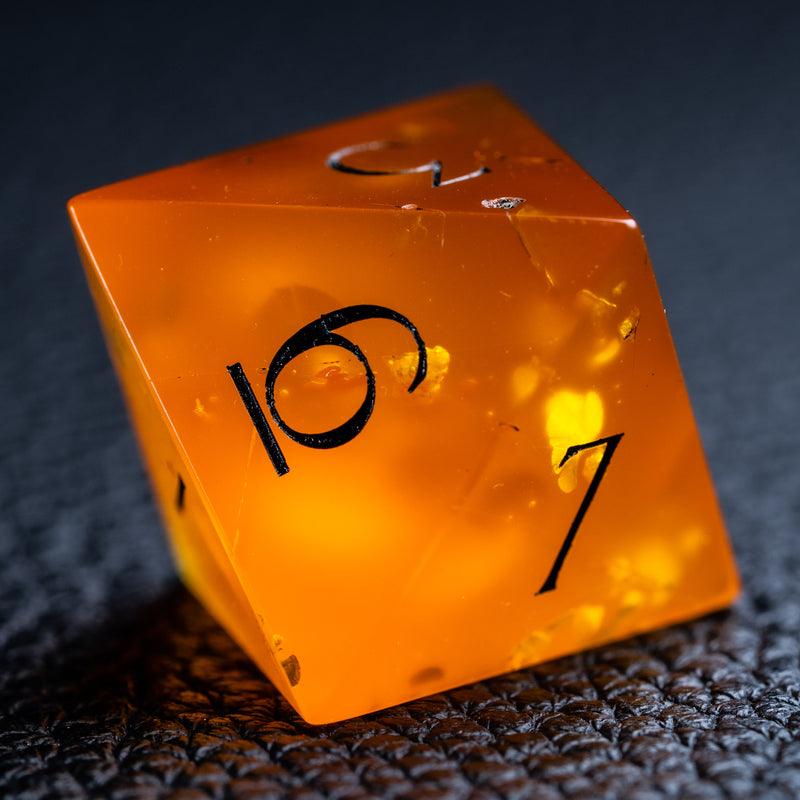 URWizards D&D Amber Resin Engraved Dice Set Dragon Style - Urwizards