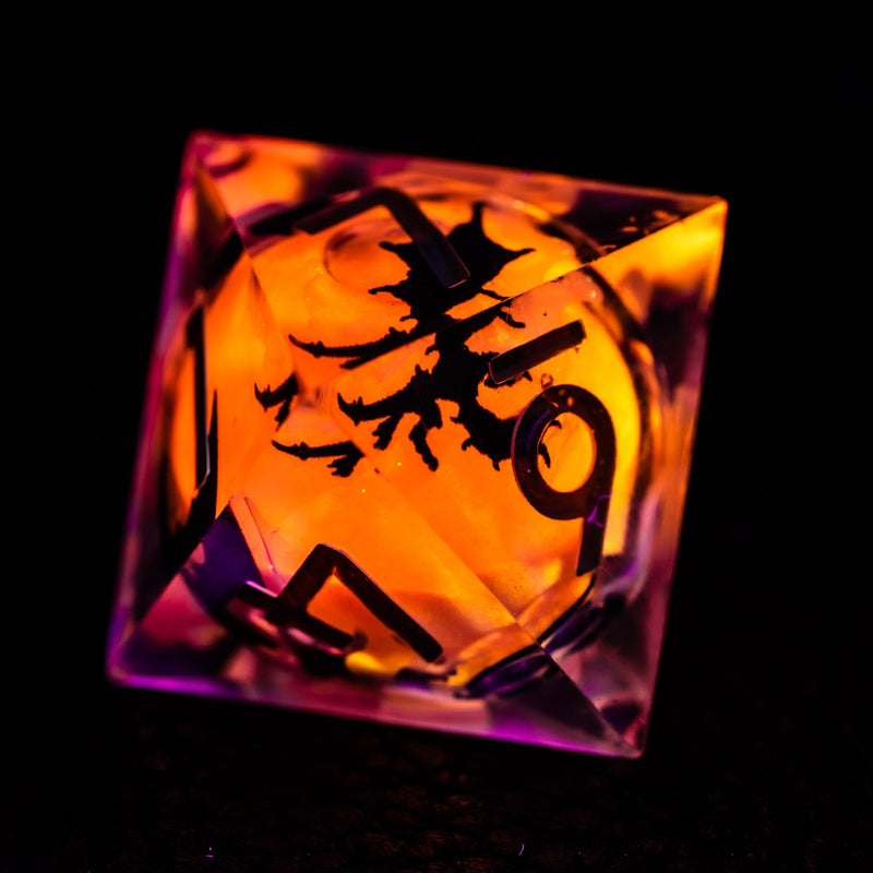 URWizards D&D Glow in the Dark Liquid Core Resin Engraved Dice Set Dragon - Urwizards