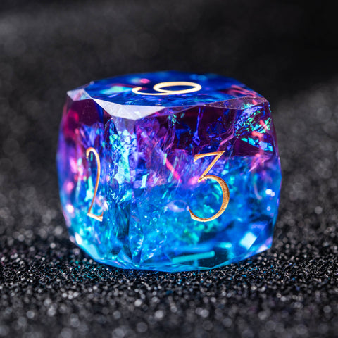 Set di dadi incisi URWizards D&amp;D in resina viola glitter stile mago
