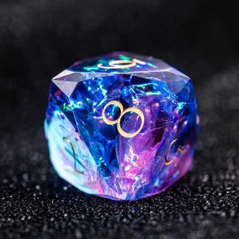 Set di dadi incisi URWizards D&amp;D in resina viola glitter stile mago
