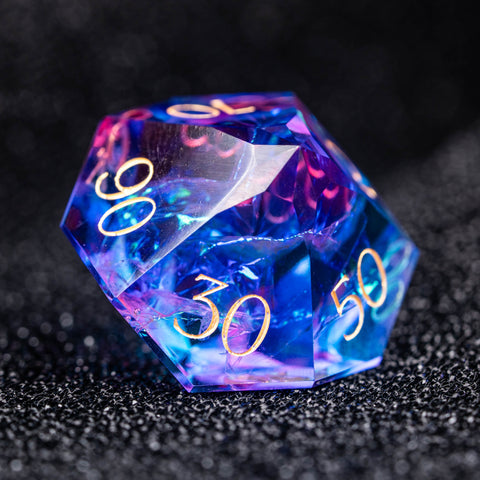 Set di dadi incisi URWizards D&amp;D in resina viola glitter stile mago