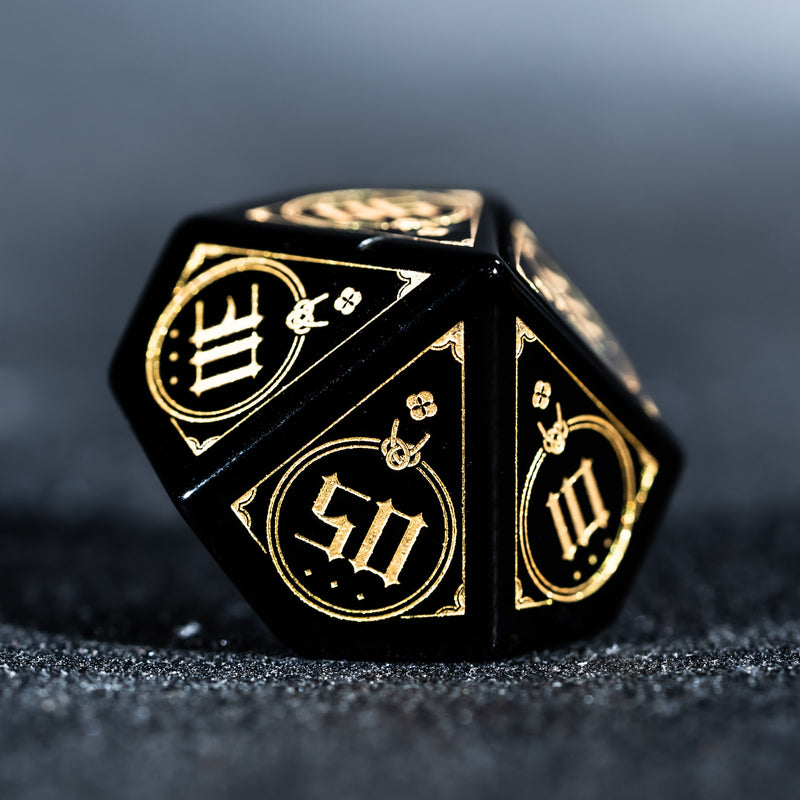 URWizards D&D Obsidian Engraved Dice Set Astrology Style - Urwizards