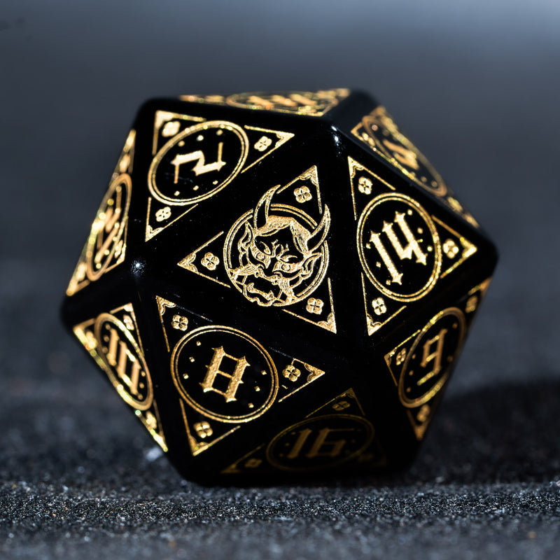 URWizards D&D Obsidian Engraved Dice Set Astrology Style - Urwizards