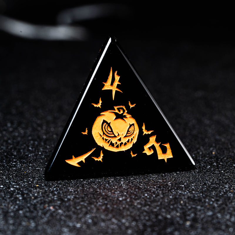 URWizards D&D Obsidian Engraved Dice Set Halloween Pumpkin Style - Urwizards