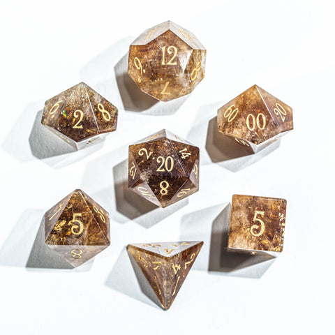 URWizards D&D Citrine Gemstone Engraved Dice Set(Limited edition)