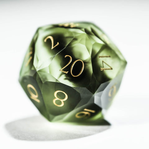 URWizards D&D Resin Chaos Peridot Engraved Dice Set Multi-faceted Style