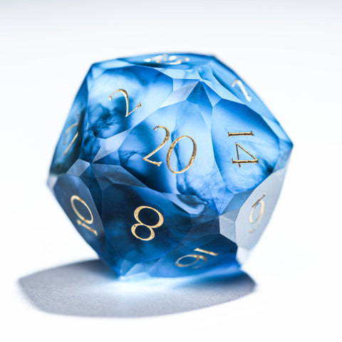 URWizards D&D Resin Chaos Sapphire Engraved Dice Set Multi-faceted Style