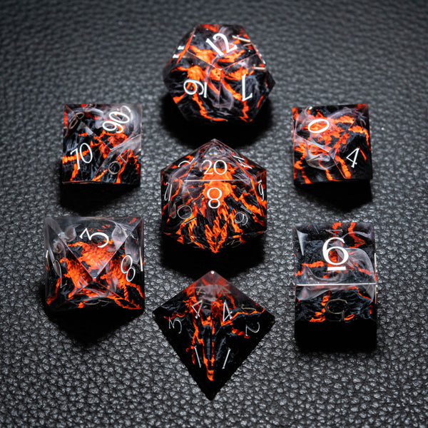 URWizards D&D Resin Engraved Dice Set Mysterious Realm - Death Volcano - Urwizards