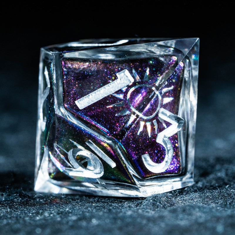 URWizards D&D Starry Tarot Liquid Heart Resin Engraved Dice Set - Urwizards