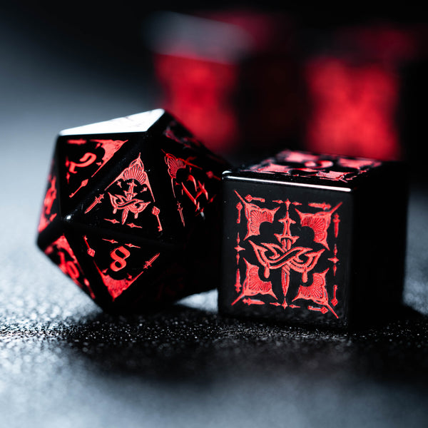 URWizards Obsidian Engraved Dice Set Assassin Style