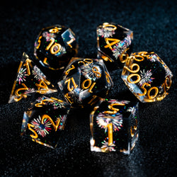 URWizards D&D Inner-dice Resin Engraved Dice Set Firework