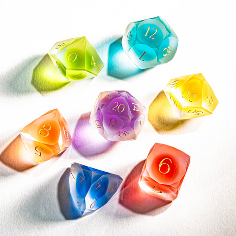URWizards D&D Resin Frosted Rainbow Gummy Dice Set Multi-faceted Style