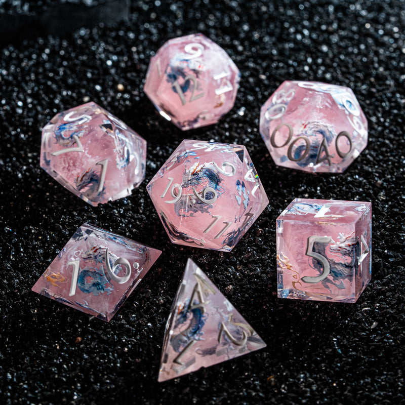 URWizards D&D Inner-dice Resin Engraved Dice Set Dragon