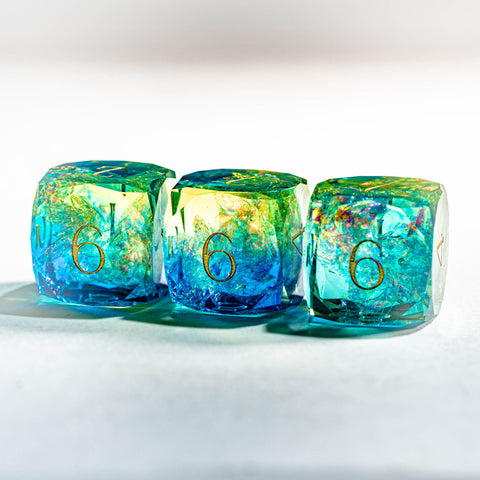 URWizards D&D Resin Aurora Depths Engraved Dice Set Multi-faceted Style